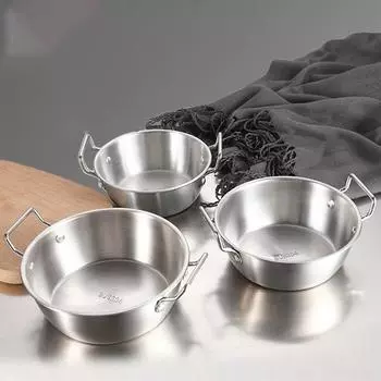 Миска из нержавеющей стали с двойной ручкой-ушком, пищевой контейнер gold12cm