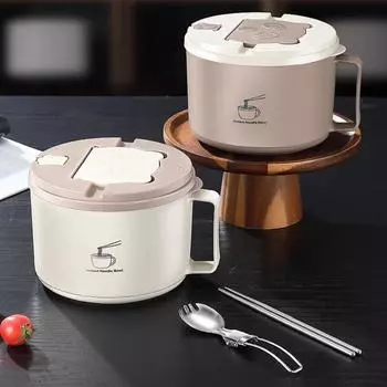 Миска из пеноматериала из нержавеющей стали с крышкой, персональные специальные миски большой емкости для пищевых продуктов, можно сливать воду, миска для смешивания лапши