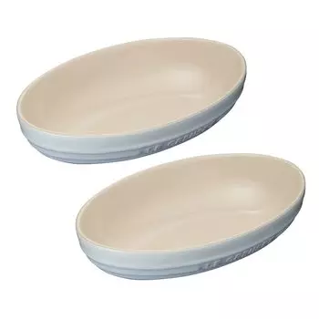 Миска Le Creuset Овальная миска 23 см Coastal Blue Устойчива к воздействию высоких и низких температур Подходит для микроволновой печи Можно мыть в посудомоечной машине Набор из 2 подарков на свадьбу Подарки на годовщину свадьбы