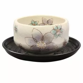 Миска Mino ware (с чашкой чая) Клематис произведен в Японии 503-03