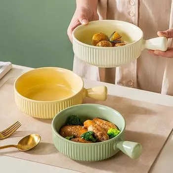 Миска с ручкой Instagram Керамическая миска Бытовая миска для гриля с ручкой, миска для фруктового салата, запеченный рис и принадлежности для выпечки