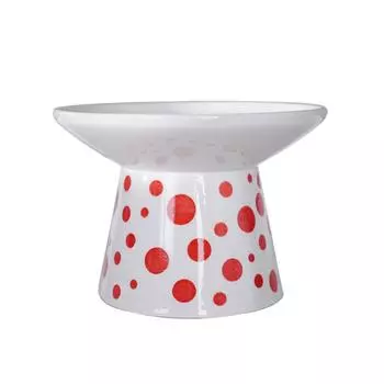 Миски для кормления домашних животных с узором в горошек, защита шеи, против рвоты, без стресса, керамическая миска красный