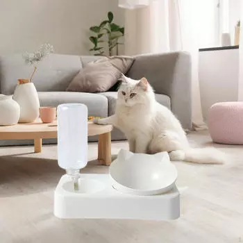 Миски для кошек 2 в 1, наклоненная миска для еды, легко чистится, поливается и устанавливается, кормушка для домашних животных для щенков собак