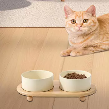 Миски для кошек, керамическая керамика, миска для домашних животных, блюдо для собак, приподнятое для подарка бежевый