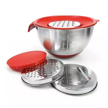 Миски для смешивания кухонные из нержавеющей стали нескользящие DIY торт хлеб салат миксер для выпечки миска с крышкой терка набор 16cm