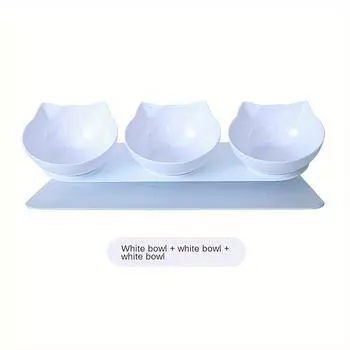 Миски-подставки для кошек 3-в-1 с защитой шеи, наклон 15° для еды и воды, прозрачные пластиковые миски с подставкой