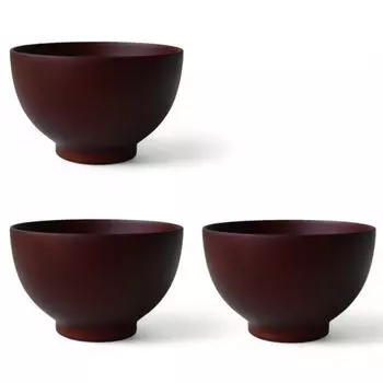 Miso Soup Bowls Wooden Modern Yamato Dark Brown Set of 3 11cm x Current model J-kitchens 6.8cm