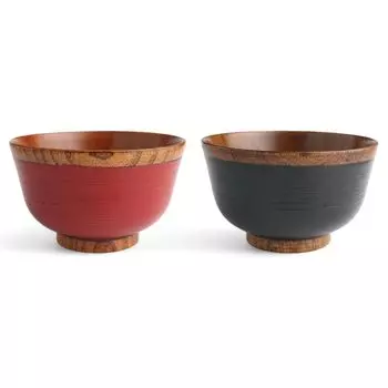 Мисо суп Посудомоечная машина Киноварь x 7 см Текущая модель J-kitchens Миска, Безопасная, Деревянная, Пара, Матовая и Черная, 11,2 см