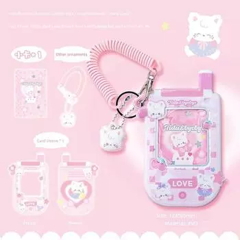 Miss Ben Cute Card Holder Student ID Card Film Protective Cover Aidou Mini Truck Meal Card School Card Bus Hard Card Folder pink cyber