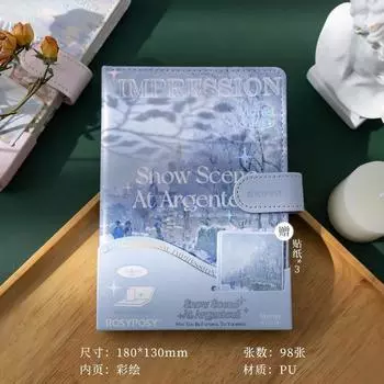 Miss Ben Original Good-looking Art Gallery Series Pu Magnetic Buckle Book Student Notebook Ins Japanese Style Journal Book SNOW