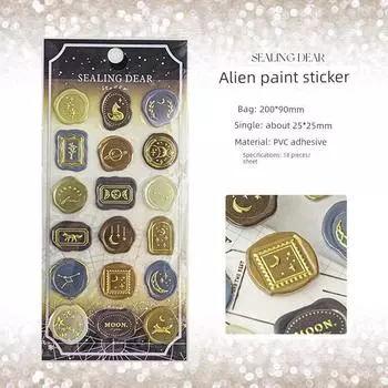 Miss Ben Starry Sky Wax Seal High-Looking Stickers Envelope Sealing Paste Three-Dimensional Notebook DIY Decorative Small Pattern Yellow color