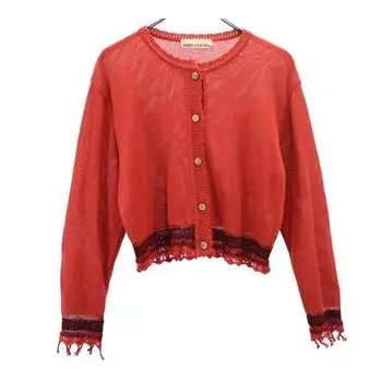 miss chloe сделано в Японии Кардиган из трикотажа с длинным рукавом из смеси льна 40 Оранжевый Женский Б/У