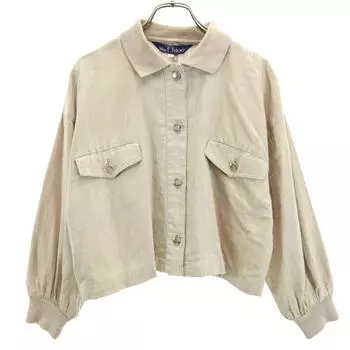 miss chloe Сделано в Японии Смесь льна Короткая длина Блузон 40 бежевый Куртка Женская Б/у
