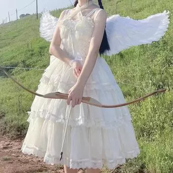 Miss Fulla JSK Великолепное сладкое платье на бретельках в стиле Лолиты Платье на день рождения L белый