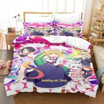 Miss Kobayashi s Dragon Maid Bedding Set Anime three-piece set Adult Kid Bedroom Duvetcover Sets Kawaii Girls conjunto de cama 70x133cm 2pcs