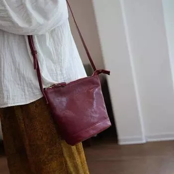 Miss Lu Vegetable Tanning Leather Casual One Shoulder Crossbody Artsy