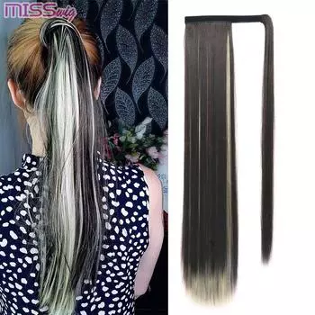 Мисс парик, длинные прямые волосы на заколке, хвост, накладные волосы, хвостик, шиньон с заколками, синтетические волосы, наращивание волос, конский хвост