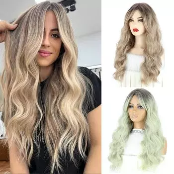 Мисс парик, длинные темно-русые парики, натуральный волнистый синтетический парик для женщин, парик для косплея, термостойкий длинный парик с челкой 60cm