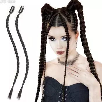 Мисс парик, синтетическая коса, одна карта, коса с челкой, милая женская коса с завитками в хвост, милая крутая коса для женщин 45cm