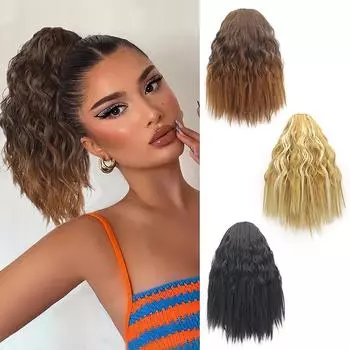 Мисс парик синтетический 12 дюймов короткий вьющийся хвостик на шнурке наращивание парик из высокотемпературного волокна для женщин повседневная одежда 30cm