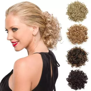 Мисс парик синтетический беспорядочный пучок волос 60 г эластичный шнурок свободные вьющиеся волосы булочки наращивание парика для женщин косплей 25cm