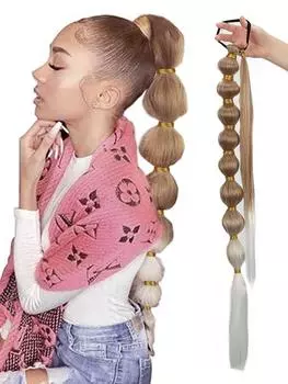 Мисс парик Синтетический фонарь Конский хвост Пузырьковые накладные волосы для женщин Афро пышный хвост с запахом вокруг резинки для волос Прямой хвост для повседневного ношения 75cm