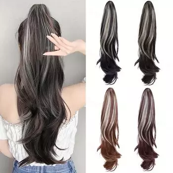 Мисс парик синтетический коготь длинный волнистый хвост наращивание натуральный пушистый мягкий парик хвост для женщин аксессуары для волос 50cm