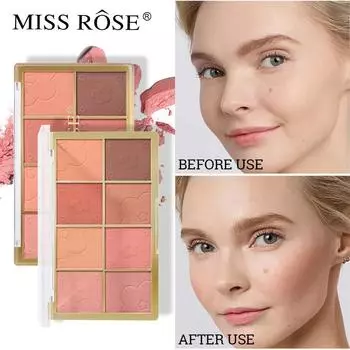 MISS ROSE 8-в-1 Изысканные румяна цвета золотого кирпича для девочек, стойкие к поту, натуральные румяна, многоцветные портативные румяна N