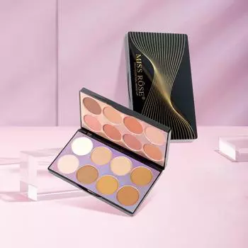 Miss Rose Многофункциональная профессиональная палитра румян с натуральным минеральным пигментом и бронзером High Light