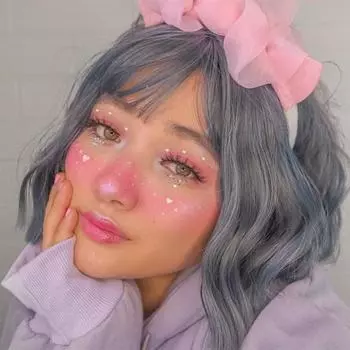 MISS WIG 14 дюймов Натуральная линия волос Серо-голубые парики Синтетическое волокно Волнистые парики Боб с челкой для женщин 9021