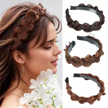 MISS WIG 1 шт. Нежная повязка на голову с закрученной косой, синтетическая повязка на голову с косой, нескользящая повязка на голову с закрученной косой, обруч для волос 13cm