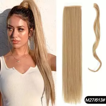 22-дюймовые длинные прямые накладные хвостики из синтетического волокна для наращивания волос, обертывание вокруг прямых накладных хвостиков для женщин, аксессуары для волос 55cm