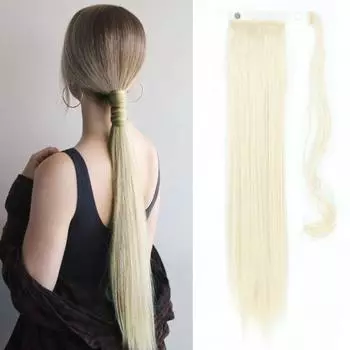 MISS WIG 22-дюймовый длинный прямой синтетический хвост с запахом на клипсе, парик из натуральных волос, черное волокно, блондинка, хвостик, шиньон 55 cm