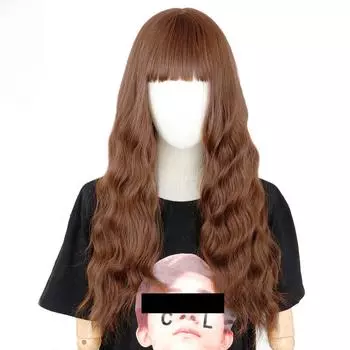 MISS WIG 24-дюймовый длинный коричневый парик с волнистым париком Liu Haihai, парик из синтетического волокна, женский длинный парик, натуральный парик, парик для косплея/повседневный/вечеринка
