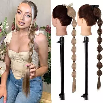 MISS WIG 34-дюймовый длинный хвост с пузырьками, синтетические наращивание волос, термостойкие волосы в стиле ленты, шиньон для женщин, вечерние, повседневного использования 34inches