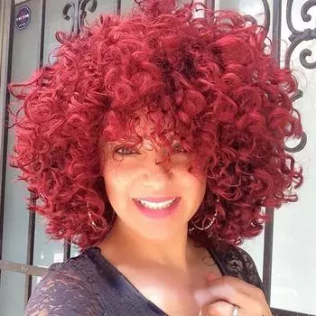 MISS WIG Афро-женский модный красный парик с челкой Короткие вьющиеся африканские парики для женщин wig