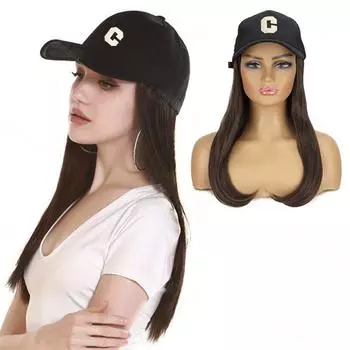 MISS WIG Бейсбольная кепка, синтетическая длинная прямая шляпа, наращивание парика, регулируемая шляпа, парик, термостойкое волокно для женской одежды 50cm
