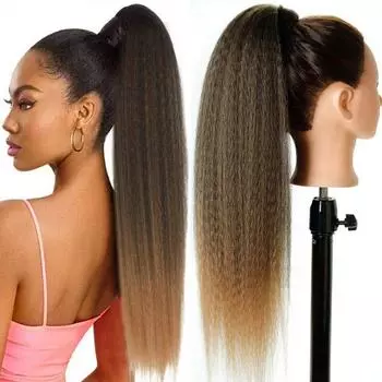 MISS WIG Длинные афро-кудрявые вьющиеся хвостики яки Синтетические волосы Натуральный хвостик на шнурке Наращивание волос Накладные волосы