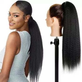 MISS WIG Длинные афро женские пышные хвостики Кудрявые натуральные волосы Синтетические причудливые прямые хвостики на шнурке с зажимом на резинке 24inches