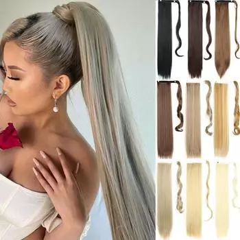 MISS WIG Длинные прямые волосы в виде конского хвоста, синтетические наращивание, термостойкие волосы 55 см 85 см, шиньон с конским хвостом для женщин 55 cm