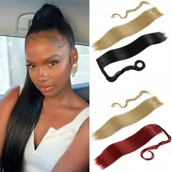 MISS WIG Два синтетических волокна закреплены на заколке для хвоста, чтобы увеличить длину женских волос при высокой температуре