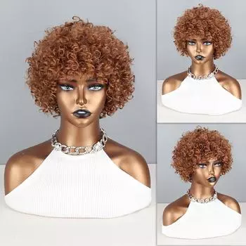 MISS WIG Джинджер Короткие синтетические волосы Короткие волнистые парики Многослойные короткие парики для чернокожих женщин