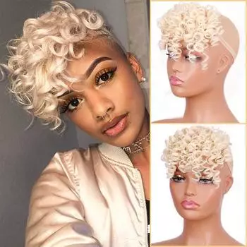 MISS WIG Edge Wig Женские синтетические искусственные короткие шпильки с челкой Наращивание волос Кусок странных вьющихся натуральных волос