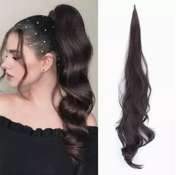 Гибкий оборачиваемый конский хвост 30 дюймов длиной синтетический конский хвост наращивание черный конский хвост шиньоны для женщин ежедневное использование аксессуары для волос 75cm