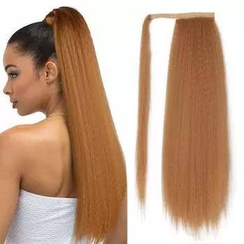 MISS WIG Kinky Прямые длинные волосы Синтетический зажим для наращивания 24 дюйма Устойчивые к волшебной пасте накладные волосы Шпильки Яки Хвост