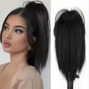 Хвост с когтями, средней длины, прямой хвост, наращивание волос, синтетические заколки для наращивания волос, элегантные аксессуары для повседневного использования, аксессуары для волос 35cm