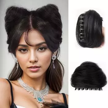 MISS WIG Кошачьи ушки Булочка для волос Зажимы для когтей Синтетические кошачьи ушки для волос Когти Естественный вид Искусственная булочка для волос Шиньоны Аксессуары для волос 10cm