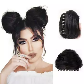 MISS WIG Кошачьи ушки Булочка для волос Зажимы для когтей Синтетические кошачьи ушки для волос Когти Естественный вид Искусственная булочка для волос Шиньоны Аксессуары для волос 10cm