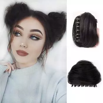MISS WIG Кошачьи ушки Булочка для волос Зажимы для когтей Синтетические кошачьи ушки для волос Когти Естественный вид Искусственная булочка для волос Шиньоны Аксессуары для волос 10cm