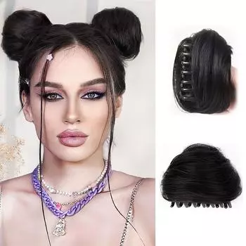MISS WIG Кошачьи ушки Булочка для волос Зажимы для когтей Синтетические кошачьи ушки для волос Когти Естественный вид Искусственная булочка для волос Шиньоны Аксессуары для волос 10cm